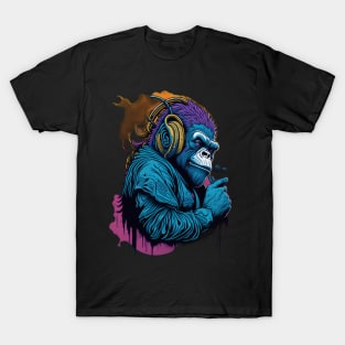 gorilla listening to music T-Shirt